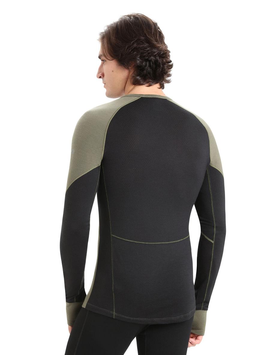 Loden / Black Men's Icebreaker BodyfitZone™ Merino 260 Zone Long Sleeve Crewe Thermal Top Base Layers | USA 1380FDNM